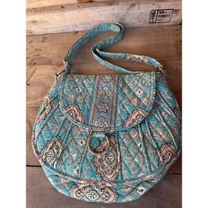 Vera Bradley Totally Turquoise‎ Saddle Up Crossbody Shoulder Bag